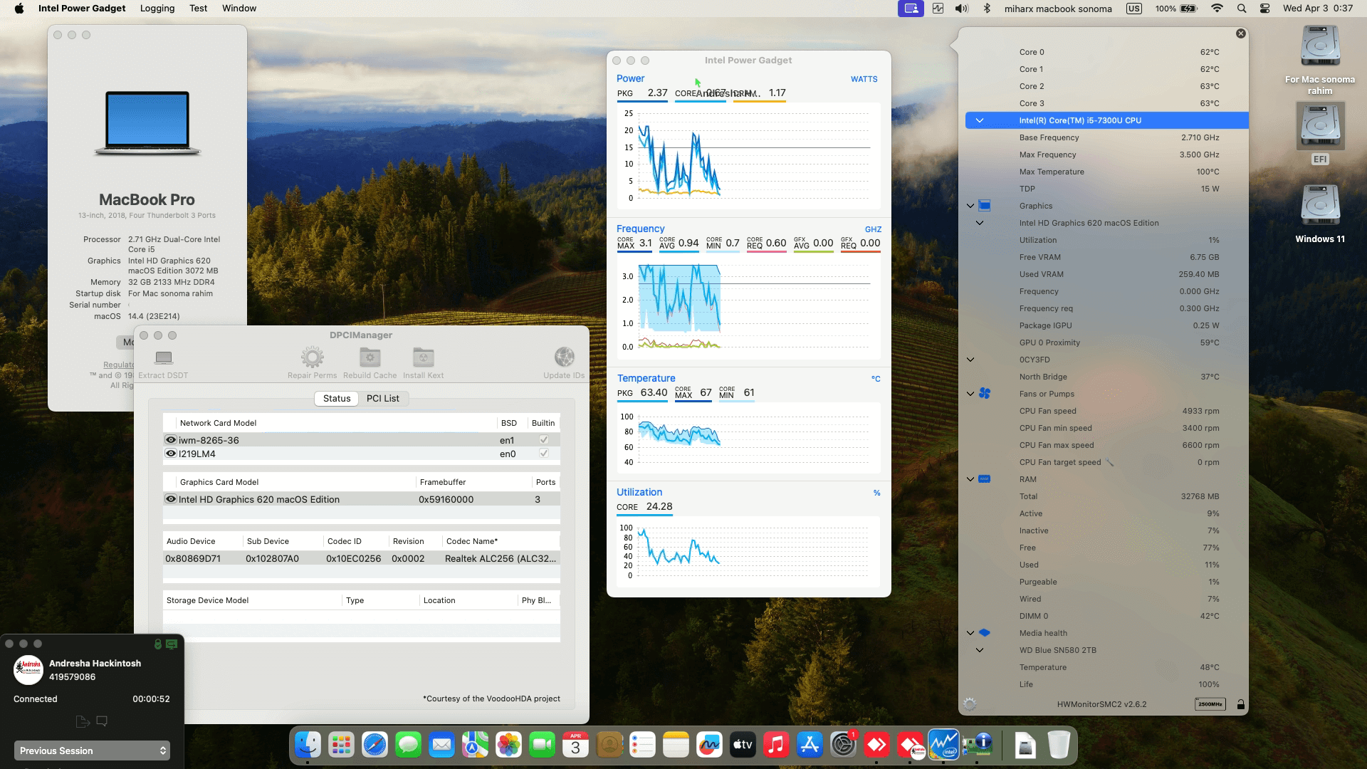 Success Hackintosh macOS Sonoma 14.4 Build 23E214 in Dell Latitude 7480